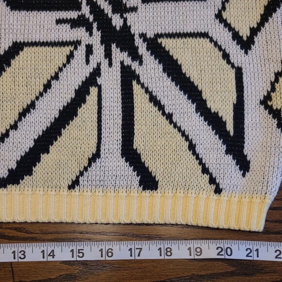 VTG Zalerno Sweater Geometric Lemon White Yellow Black Men 44 - Picture 9 of 11